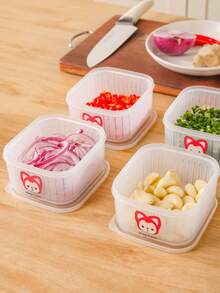 1pc ALI THE FOX Food Storage Box With Lid, Best Fresh-Keeping Food Container, Plastic Mixing Bowl, Stackable Leak-Proof Reusable Kitchen Storage Container, Thickened Material, Space-Optimized Stacking Design, Can Store Meat, Fruits, Vegetables