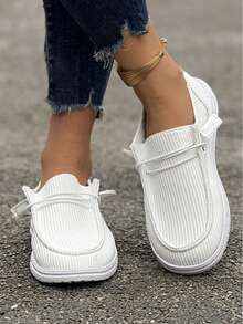 [The Shoes Run Large, Please Order One Size Smaller]A Pair Of White Loafers Suitable For Teenagers, Suitable For Both Men And Women, Anti-Skid And Wear-Resistant - 白色D2- - 查看 2