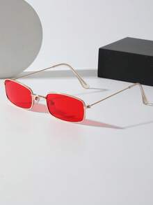 1件男士个性化金属塑料几何时尚眼镜，适合热带海滩度假、户外旅行、露营、街头拍照配饰