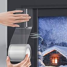 1卷防风胶带，强力透明单面胶带，亚克力材质，可自由裁剪，解决门窗漏风、隔音、防尘、隔热、防虫等问题。适用于门窗框、玻璃、桌面、缝隙等处，粘性强，移除后不留残胶。