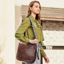 Women's Fashionable Crossbody Bag For Women Leather Hobo Handbag Women Crossbody Bag With 2count Adjustable Guitar Strap Perfect For Back To School Outdoorfun Dealsforyoudays - 粉色 - 查看 4