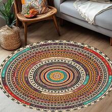 Bohemian Retro Round Mat, Non-Slip Golden Diamond Plush With Sparkling Effect, Machine Washable Polyester Fiber, Suitable For Living Room, Bedroom, And Sunrooms With Hardwood Floors, New Year Spring/Summer Home Decoration, Holiday Gift. - 1 cái - Y - 47.2*47.2 inch/120*120 cm - Xem 8