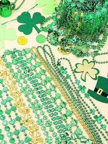 5pcs St. Patrick's Day Bead Necklace, Green Clover Hat Bead Necklace, St. Patrick's Day Party Accessories Decorations, Suitable For Irish Decorative Accessories, St. Patrick's Day Party, Parade Party Supplies - Multicolor - View 3