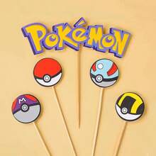 13Pcs 1Set Pokemon Cake Anime Figure Pikachu Party Happy Birthday Pokemon Cake Decoration Supplies Ornaments Boy Kids Gift(Randomness May Have Minor Flaws) - Multicolor - View 5