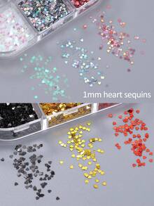 1 Box Holographic Laser Mini Heart Nail Glitters, Valentine's Day Red & Pink Heart Nail Art Decorations, Suitable For 3D Holiday Nail DIY Design, Women Nail Salon Nail Gems Nails Nail Supplies - Multicolor - View 4