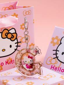SANRIO Móc khóa túi xách hình Hello Kitty dễ thương bằng acrylic xuyên biên giới, gồm 26 chữ cái tiếng Anh, đang thịnh hành. - Nhiều màu - Xem 26