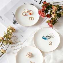 COMMGOAL Ceramic Ring Holder For Jewelry, Jewelry Tray, Ring Dish, Aesthetic Room Decor, Engagement Gifts Bride Gifts Wedding Gifts For Women, White, 4.75"(K) - ColorJ - 查看 6