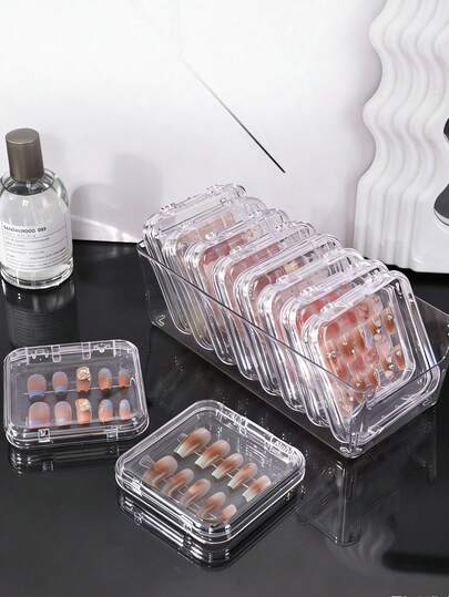 Transparent Acrylic Nail Art Sticker Storage Box, Dust-Proof Display Case, Nail Art Accessories Organizer, Sealed Nail Jewelry Storage Box, Ideal Valentine's Day Gift