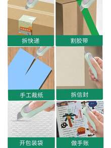 Portable Retractable Mini Box Cutter Knife, Designed For Home & Office, One-Click Blade Ejection For Easy Cutting Of Envelopes/Cardboard/Packages/Craft Materials, Compact Storage Takes Up Little Space - Multicolor - View 5
