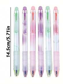 1/6pcs Erasable Gel Pens - Retractable 0.5mm Blue Ink, Aesthetic Pastel Plastic Ballpoint Pens, Healing Erasable Pens, Sky Blue Push-Button Erasable Neutral Pens, Easy To Erase Cleanly Without Trace, Suitable For Office And School - Multicolor - View 12