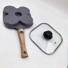 4-Cup Non-Stick Egg Pan, Multi-Purpose Breakfast Appliance With Marble Coating And Wooden Handle For Gas, Induction, Electric And Ceramic Hobs - Oil