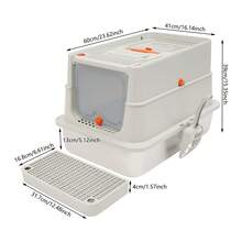 YUNRUX Stainless Steel Cat Litter Box, Large Cat Litter Box For Large Cats, Cat Litter Box With High Sides - Black - View 2