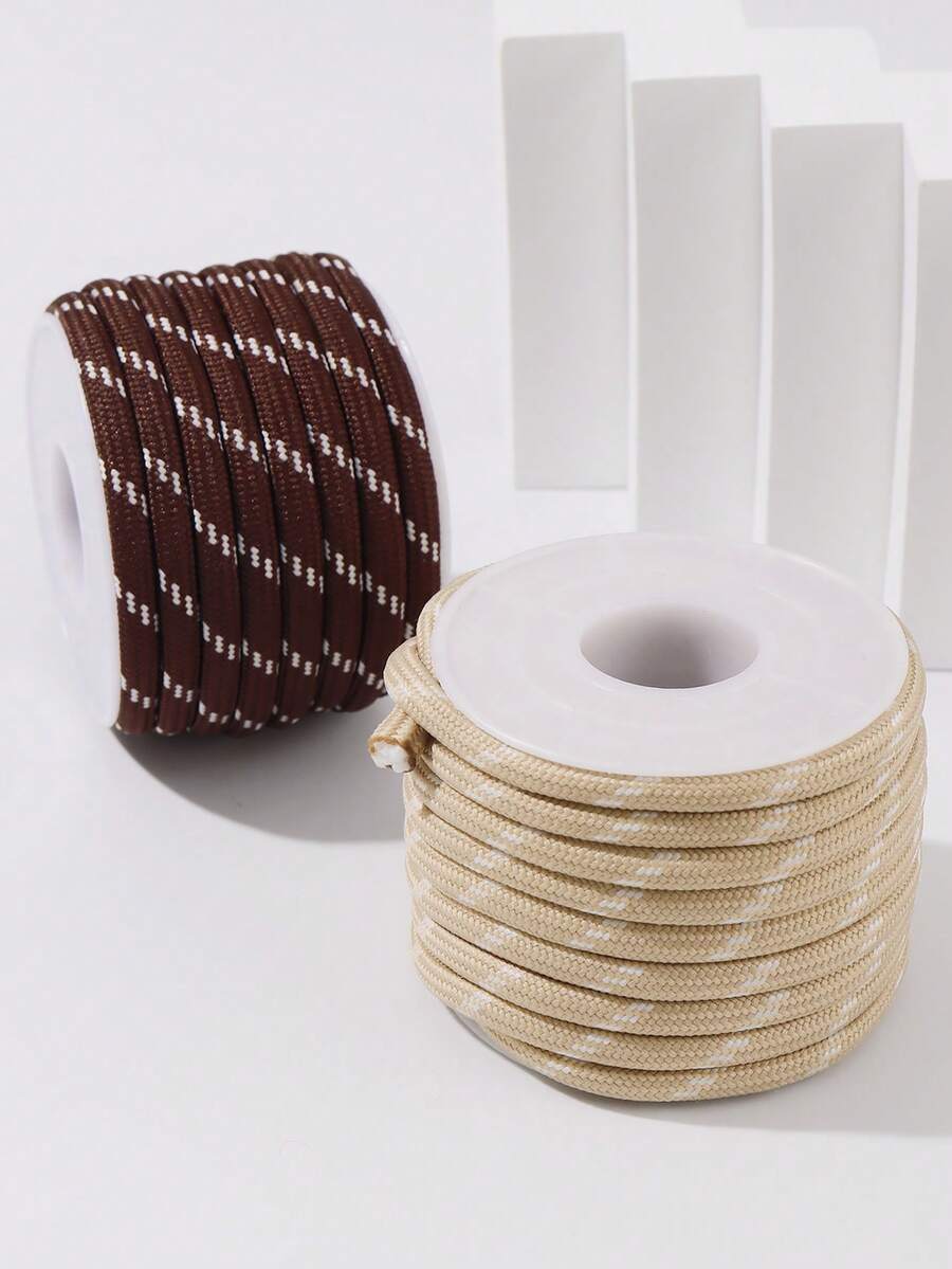 1 Roll 5m Beige & Brown Minimalist Cord, 0.5cm Diameter, DIY Accessory For Necklace, Bracelet, Bag Chain - Rope - View 1