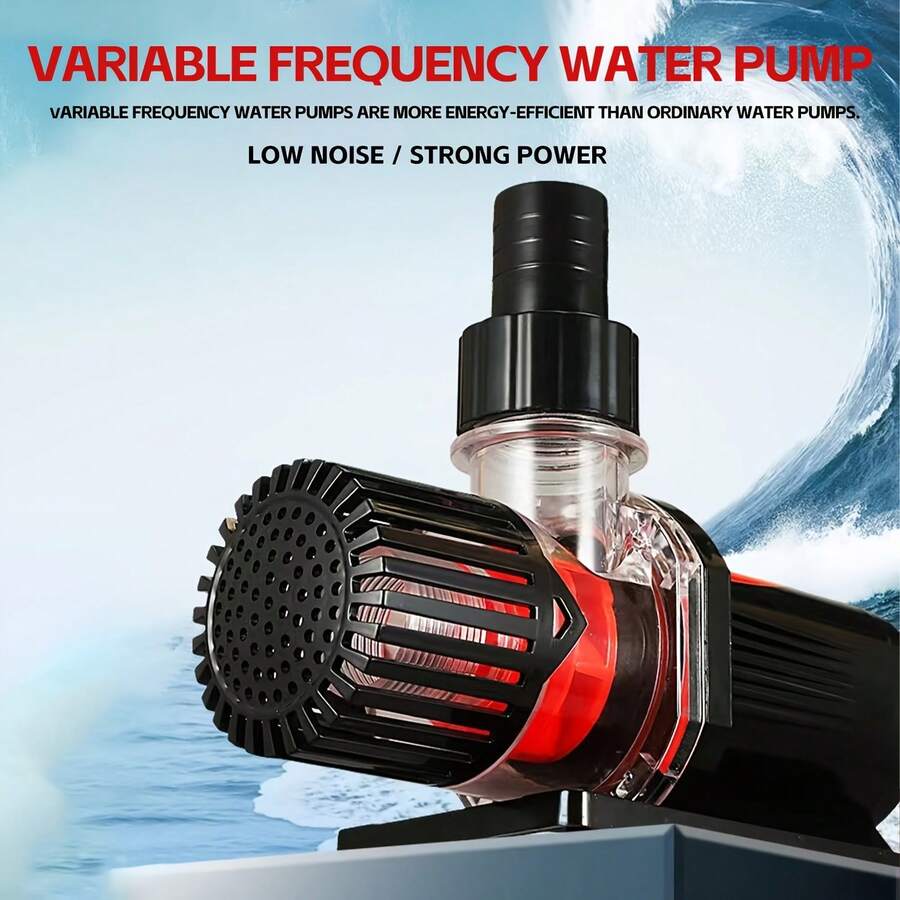 适用于水族箱或鱼塘的高流量潜水泵，超静音，流量可选2000升/小时、5000升/小时、8000升/小时、12000升/小时，高扬程喷泉泵，配有可更换的侧吸/底吸头、4个减震脚垫和2个可互换的出水头。