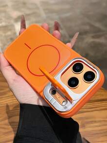 1pc Metal Camera Bracket AG Skin-Feel Original Color Magnetic Phone Case Compatible With IPhone 17 Pro Max 17 Pro 16 15 14 13 12 11 Pro Max Plus Soft TPU Back Cover