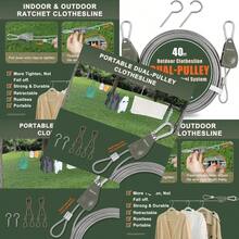 Vigorport - Tendedero retráctil para exteriores línea de ropa de viaje portátil sistema de poleas de cuerda resistente con mosquetón de metal y cuerdas de alambre de revestimiento de nailon para - Verde - Ver 1