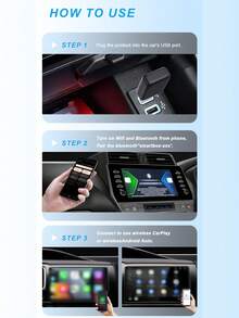 XUDA 2in1 Mini Carplay Wireless Adapter &Android Auto Wireless Adapter, Wireless Carplay Dongle Wired Carplay Android Auto Car, Wireless CarPlay Adapter For USB/USB-C - A - View 4