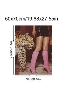 1pc Retro Leopard Poster, Luxury Art, Vintage Pink Leopard & Boots Print, Festival Gift,Suitable For Bedroom,Living Room,Kitchen,Apartment,Wall Arts,Wall Decor,Home Decor,Room Decor, Canvas Wall Art, Posters, Wall Art With Frame, Optional Frame ﻿ ﻿ - Multicolor - View 17