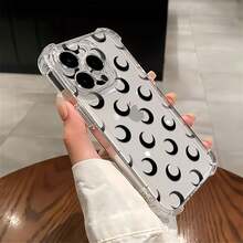 Funda para teléfono con diseño de media luna negra, compatible con iPhone 16, 15, 14 Pro Max, 13, 12, 11, XR y XS Plus. Fabricada en silicona TPU, ofrece protección contra golpes y caídas, además de una excelente sensación al tacto. Es el regalo ideal para familiares, amigos y seres queridos. - transparente - Ver 2