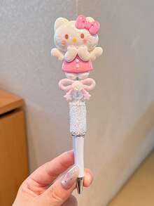 1pc(Style Random),Sanrio Hello Kitty Series Kumie & Melody Synthetic Jade Dog Twist-Up Retractable Ballpoint Pen Cartoon-Style Cute Student Stationery Pen Gel Pen For Exam Answering Exquisite Gift For Daily Use And Holidays Desk Stuff Office Nurse Desk Accessories School Lapicera Escuela,Ramadan,Gifts,Ramadan Decoration,Party Bag Filler,Bomboniere