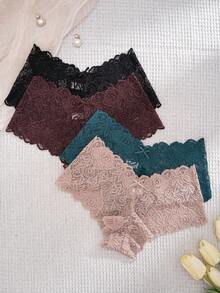 Bộ 4 chiếc quần lót bikini ren gợi cảm dành cho nữ. - Nhiều màu - Xem 5