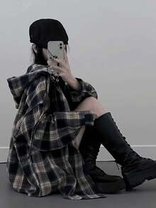 Women's Casual Loose Fit Plaid Print Drop Shoulder Long Sleeve Shirt, Suitable For Daily, Office, And School Wear, Spring/Autumn - Multicolor - View 6