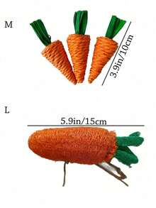 1个小型宠物兔子磨牙玩具，手工编织胡萝卜形状玩具，也适用于仓鼠、豚鼠、猫咪，趣味磨牙玩具 - 彩色 - 查看 3