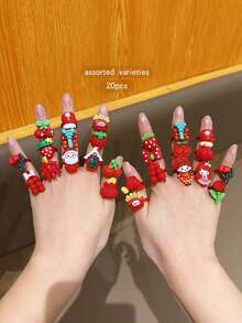 20pcs Assorted Style Adjustable Open Rings, Fashion Jewelry - one-size - View 3