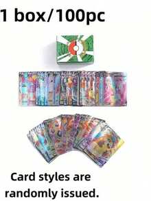 100张宝可梦集换式卡牌，宝可梦卡牌，卡片（V系列、Vmax、GX稀有卡），动漫游戏卡牌，动漫爱好者礼物，成人节日礼物，派对用品，节日配件，生日派对用品，生日礼物，艺术工艺装饰稀有卡牌，宝可梦卡牌的最佳选择[宝可梦卡牌，非官方卡牌，纸质卡牌，价格非常实惠] - 彩色 - 查看 7