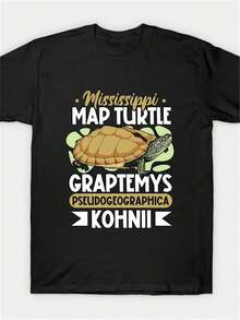 Camiseta de tortuga con mapa de Mississippi local, estampado negro, 220g, recién llegada, de algodón, adecuada para fiestas de cumpleaños, uso diario, camiseta adecuada para regalar a miembros de la familia - Negro - Ver 7