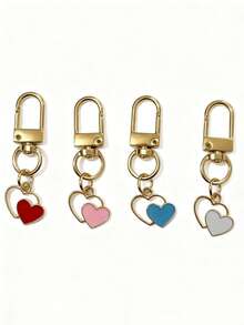 4pcs/Pack Cute Heart Shaped Keychains, Creative Heart Keychains Gift, Metal Material, Suitable For Students, Graduation Season, Teacher Gifts - Multicolor 1 - View 9