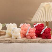 1pc Heart-Shaped Teddy Bear Scented Candle Gift Set, Suitable For Confession, Birthday, Home Decor, Party, Dining Table, Holiday Gifts, Gift Box, Banquet, Festival Celebration, Atmosphere Lighting, Graduation Gifts And More Occasions. - Multicolor - View 3