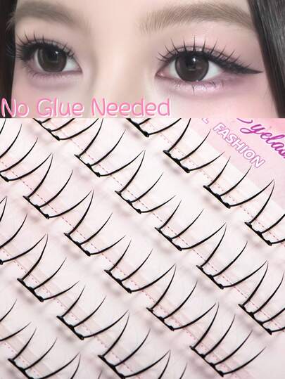 60개 자가 접착 가짜 속눈썹, 접착제 불필요, DIY 시간 절약, 한국 및 일본 스타일 속눈썹, C-컬 7-10mm 길이, 단일 클러스터 디자인, 탈착식 및 재사용 가능, 자연스러운 외관, 부드럽고 편안함, 데일리 웨어 및 파티에 적합. 필수 메이크업 도구, 여자 친구를 위한 훌륭한 선물, 휴일 (발렌타인 데이/생일 등), 접착제 없는 가짜 속눈썹, 수제 속눈썹 익스텐션