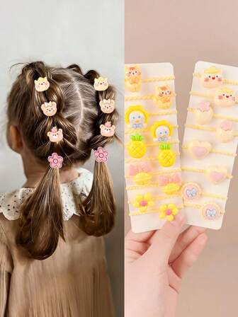 10/20/40pcs Girls Cute Colorful Hair Scrunchies Set, Assorted Animal, Flower, Heart Designs, Girls Hair Accessories, Holiday Gift, Party Favor, Suitable For Daily, Birthday, Party, Outdoor Use