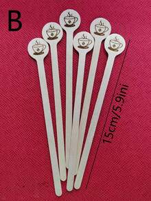 30pcs Wooden Coffee Stirrers, Disposable Party Tableware Wooden Round Coffee Stirrers, Bar Cocktail Disposable Drink Stirrers, Suitable For Outdoor Activities, Weddings, Parties, Cafes, Dessert Shops - Multicolor - View 7