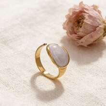 1枚极简珐琅水滴造型可调节不锈钢镀金戒指，日常佩戴及节日礼物 - 如圖 - 查看 3