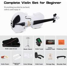 Odwmwhuh Acoustic Violin For Beginners 4/4 Full Size Acoustic Violin Fiddle For Teens Students Violin Starter Kit With Hard Case Shoulder Rest Bow Violin Music Stand And Strings White - White - View 3