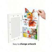 Black Magnetic Flip Frame Decoration 8 Inch Display Shatterproof Front Load Easy Change No Tools Needed Wall Desk Stand Modern Home Gallery System Artwork Portfolio - trắng - Xem 5