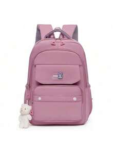 Waterproof Nylon School Backpack For Girls - Lila Púrpura - Ver 1