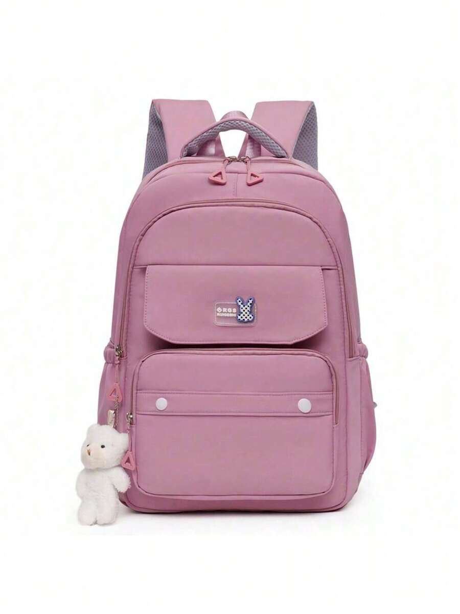 Waterproof Nylon School Backpack For Girls - Lila Púrpura - Ver 1