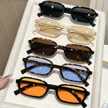 Bộ 5 chiếc kính mắt nữ gọng chữ nhật nhỏ kiểu retro, kính mắt thời trang dễ thương màu trơn, phù hợp cho mọi mùa. - 5PC - Xem 7