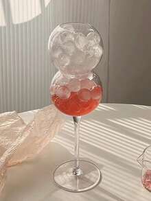 1pc Minimalist Round Ball Design Stemware, Elegant Glass Cup Suitable For Birthday Party, Group Gathering, Can Be Used As Milk Cup And Juice Cup - Multicolor - View 11