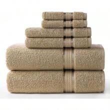 Cotton Craft Ultra Soft 6 Piece Towel Set Linen Luxurious 100% Ringspun Cotton Heavy Weight and Absorbent Rayon Trim - 2 Oversized Large Bath Towels 30x54 2 Hand Towels 16x28 2 Wash Cloths 12x12 - Lino - Ver 1