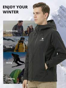 CAMEL CROWN Men's Letter Graphic Raglan Sleeve Drawstring Hoodie - Phantom Black - View 2