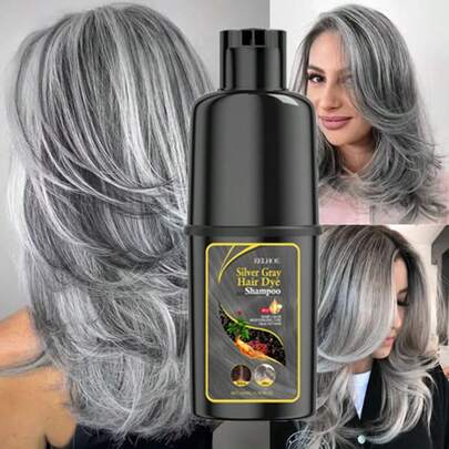 100ml,Silver-Gray Hair Dye Shampoo, Easily Apply Color, Cover White Hair, Create Fashionable Hairstyles, Color Them Instantly And Keep Them From Fading For A Long Time, Improve Rough And Frizzy Hair Texture, Smooth, Lustrous And Natural Without False Color