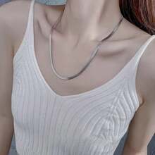 1条不锈钢式扁平链条项链，链节宽度可选2/3/4/5毫米，蛇骨链设计，男女通用 - 刀片鏈 - 查看 4