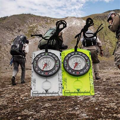 1pc Waterproof Compass With Scale, Colorful Map Scale, Durable Acrylic, Suitable For Outdoor Camping, Hiking, Measuring, Map Scale