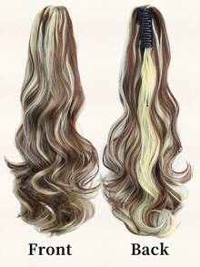 22英寸长波浪形耐热合成马尾假发，爪夹式马尾，适合女性日常佩戴、角色扮演、音乐节、嘉年华、节日及其他场合。 - 彩色 - 查看 5