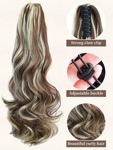 22英寸长波浪形耐热合成马尾假发，爪夹式马尾，适合女性日常佩戴、角色扮演、音乐节、嘉年华、节日及其他场合。 - 彩色 - 查看 6