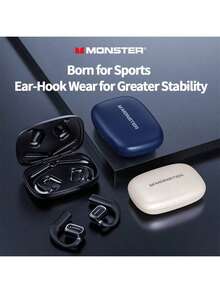 Monster XKO01 Open-Back Bluetooth Earphones: Comfortable Fit Without In-Ear Design, Long Battery Life, Stable Bluetooth 5.3 Connection, High-Fidelity Sound Quality, Call Noise Cancellation, Suitable For Sports And Commuting. - White - View 2